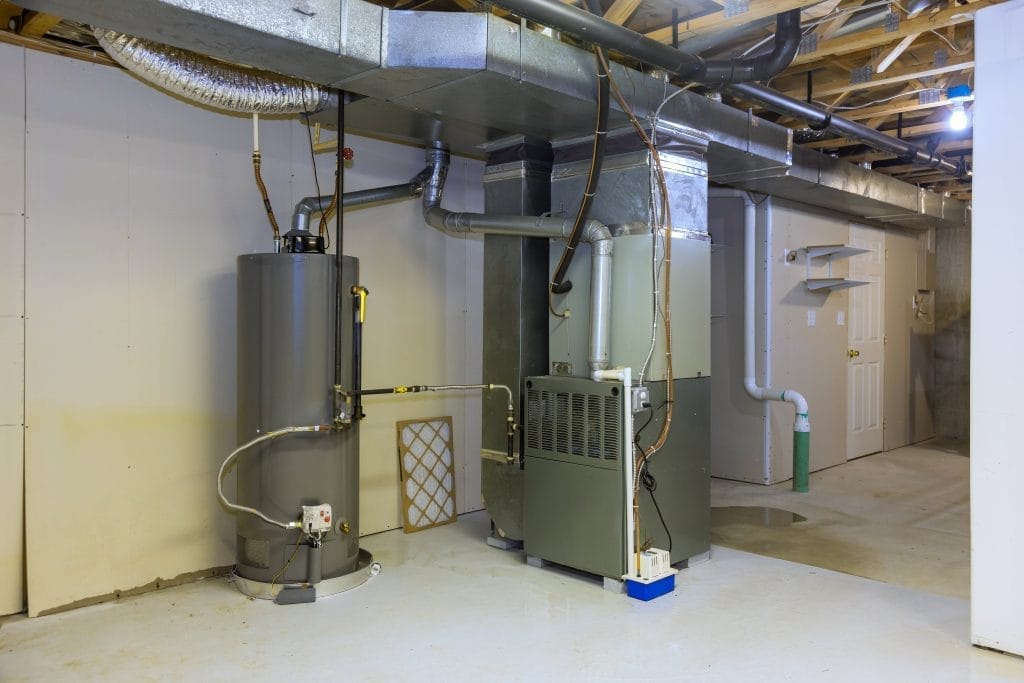 Gas water boiler tank in house